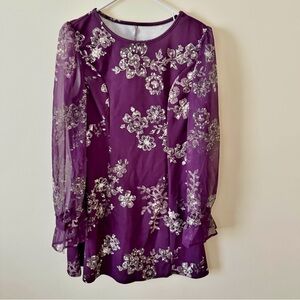 NWOT Purple Ruffled Flutter Sleeve Dress